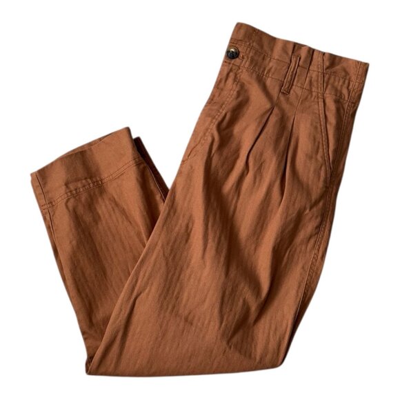 Madewell Herringbone Paperbag Pants in Warm Hickory (Rusty Brown) Womens Sz 31 - Picture 9 of 10